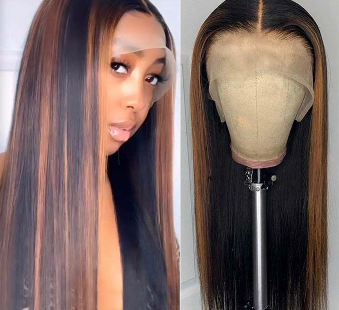 Alipearl Highlight Wigs Real Human Hair Wigs Straight Ombre 5*5 13*4 Lace Front Wigs